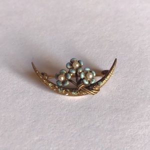 Crescent Moon Brooch 14k Gold Mother’s Day Gift